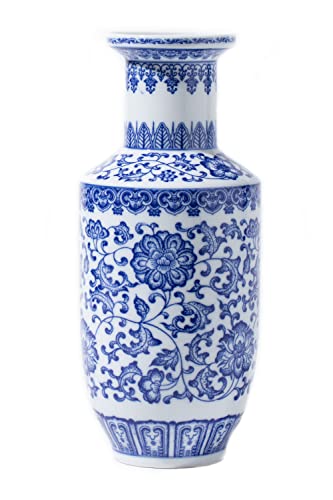 Blue and White Vase, Blue Vase, Chinoiserie Vase, Ginger Jar Vase for Home Decor, Porcelain Decor,10" H - size: BlueA 10"H