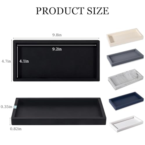 Bathroom Trays for Counter, Slicone Vanity Trays for Bathroom, Rectangle Sponge Holder for Kitchen Sink - Black - color: Black, size: 9.8" x 4.7"