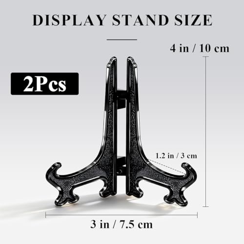 4 Inch Black Display Stand 2pcs Matte Acrylic Plate Holders for Books Picture Frames Tabletop Decor Wedding Place Cards Home Kitchen Dark Easel - color: Black, size: 4inch