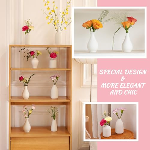 8 Pack Ceramic Bud Vase, White Ceramic Vase Modern Mini Bud Vase in Bulk for Centerpieces, Small White Vase for Flowers Pampas Grass, Wedding, Home - color: White-set of 8