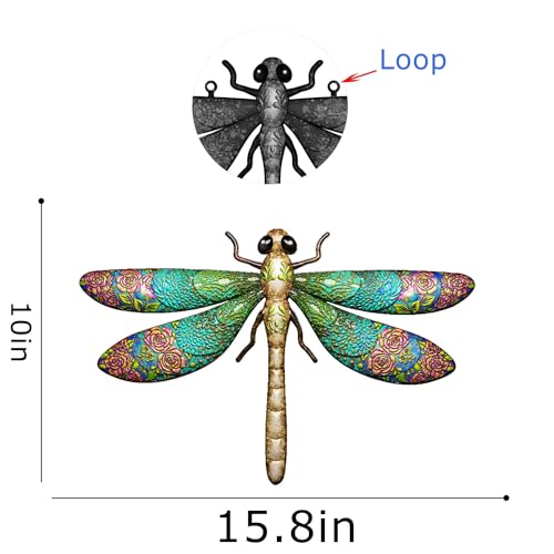 3pcs Metal Dragonfly Garden Art Decorations, Outdoor Hanging Wall Decor Sculptures for Home Garden Yard Patio Window
