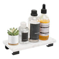 Bathroom Vanity Tray and White Marble Kitchen Soap Tray, Luxurious Small Accessory for Table/Countertop (Black-Rectangle, 8" x 4" x 1") - size: 8" x 4" x 1"