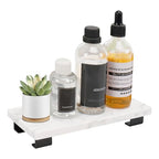 Bathroom Vanity Tray and White Marble Kitchen Soap Tray, Luxurious Small Accessory for Table/Countertop (Black-Rectangle, 8" x 4" x 1") - size: 8" x 4" x 1"