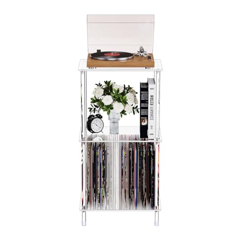 Clear Acrylic Side Table, 15.7" L x 11.8" W x 30.7" H, 3-Tier End Table for Living Room, Small Modern Bedside Tables Nightstand for Bedroom, Home Decor Accent Table - size: 3 Tier Tall 1-Pack