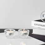 Kitcom Crystal Tealight Candle Holders Pack of 2 for Wedding Party Dinner Table Home Decor Hand-Cut W2.4'' X H1.7'', Clear - size: W2.4''×H1.7''
