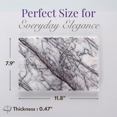 Handcrafted Marble Tray – Bathroom Counter Organizer, Jewelry Tray, Perfume Organizer & Decorative Tray for Vanity Accessories, Coffee Table Decor & Bathroom Countertop (Rectangular, Leilac) - color: Leilac, size: 11.8" x 7.8" x 0.5"