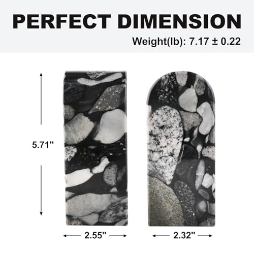 Koville Luxury Marble Bookends for Shelves, Decorative Stone Book Ends, 7lbs Heavy-Duty Marble Book Holders, Bookshelf Apartment Decor for Normal Books/CD/Video Games - color: Black Gold Marinace, size: 7lb