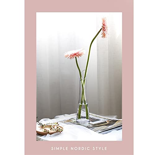 Hand-Made Blown Art Bud Glass Vase Clear Small Glass Vase Glass Flower Vase Heavy Base Single Stem Flower Drop Vase for Flower and Office Bud Home Wedding Decor (Oblique Mouth)