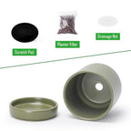 D'vine Dev Set of 2 Plants Pots, 4.7 Inch Ceramic Planter Pot for Plants with Drainage Hole and Saucer, Olive, 94-V-B-J - color: Olive, size: 4.7 Inch
