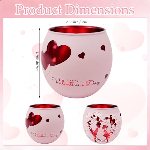 Heart Glass Tea Light Candle Holders, Votive Tealight Holder Table, Love Centerpiece Decorations for Valentines Wedding Party Decor (Pink-2) - color: Pink-2