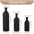 Sziqiqi Large Black Vases Tall 27inch - Metal Floor Standing Vase Set of 3 Modern Honeycomb Texture Big Standing Vase for Living Room Dining Bedroom Home Corner Hallway Indoor Office - style: Large Black Vases