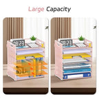 7 Tier Paper Organizer - Mesh Desktop File Holder with Handles for Office School Desk, Black (Pink) - color: Pink