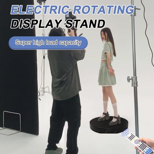 Ultra-Thin&Heavy Duty Remote-Controlled Motorized Turntable,Motorized Rotating Display Stand,Speed-Adjustable Rotating Platform,Human 3D Scan Electric Turntable for Scan,Showcase(19.7in/Black) - size: 19.7inch/Black/600Lbs Load