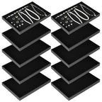 10 Pcs Velvet Stackable Jewelry Tray Showcase Display Jewelry Organizer Tray for Drawers Countertop, Empty Plate for Necklace, Ring, Bracelet Organizing, and Earring Storage Display (Black)