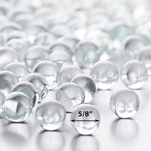 CYS EXCEL Clear Glass Gemstone Vase Filler (3 LBS) Aquarium Round Marble Beads Decorative Mosaic Pebbles - color: Clear, size: 3 LBS