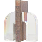 Deco 79 Crystal Geometric Decorative Bookends Arched Non Skid Bookends, Set of 2 Office Bookends3 W, 6" H, Clear - size: 3"W, 6"H
