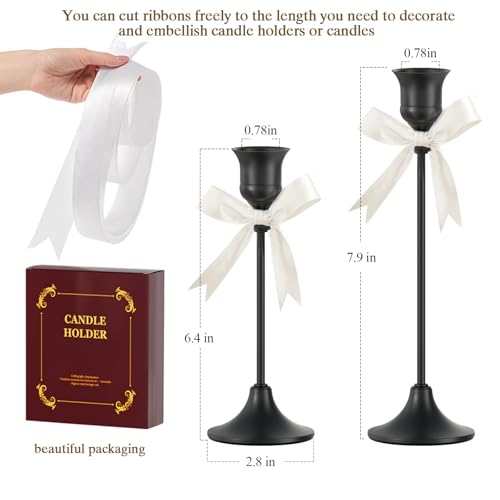 FSyueyun Black Candle Holder Set of 2, Elegant Metal Candlestick Holders for Vintage Taper Candle Holders, Perfect for Table Centerpieces, Fireplace Mantels, Home Decor, Weddings and Party Decorations - color: Black, size: Set of 2