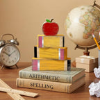 Lineshading 4 Pcs Back to School Table Decorations Retro Red Apples Decor Back to School Tiered Tray Decor Apple Centerpieces Rustic Wood Pencil Block Stack Sign Farmhouse Gifts for Home Shelf Mantel - style: Apple