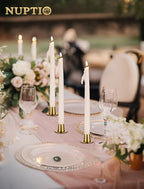NUPTIO Candle Stick Candle Holder: Set of 4 Gold Candlestick Taper Holders - Brass Small Metal Candleholder for Fall Thanksgiving Christmas Fireplace Table Centerpiece - size: Style 2