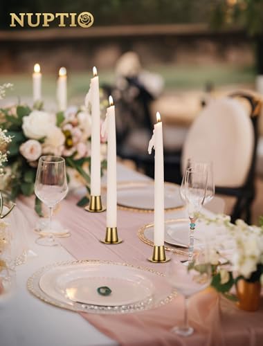 NUPTIO Candle Stick Candle Holder: Set of 4 Gold Candlestick Taper Holders - Brass Small Metal Candleholder for Fall Thanksgiving Christmas Fireplace Table Centerpiece - size: Style 2