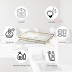 Dobbyby Vanity Tray Makeup Organizer Cosmetics Storage Bathroom Skincare Organizer Countertop Display Rack in Dresser Stainless Steel Shelf Marble Print Ceramic Trays - color: 1 Tier-gold