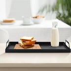 VANRA Metal Serving Tray Portable Bed Tray with Handles for Coffee Table, Living Room, Kitchen and Bathroom (Black) - color: Black