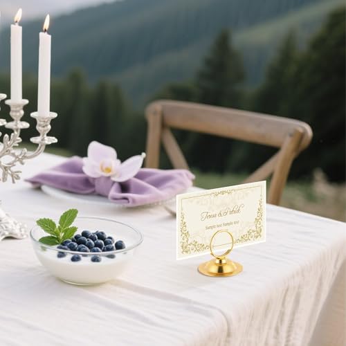 Urban Deco 16 PK Table Card Holder Place Card Holders Steel Card Holders for Photos, Food Signs, Memo Notes, Weddings, Restaurants, Birthday（Gold） - color: Gold