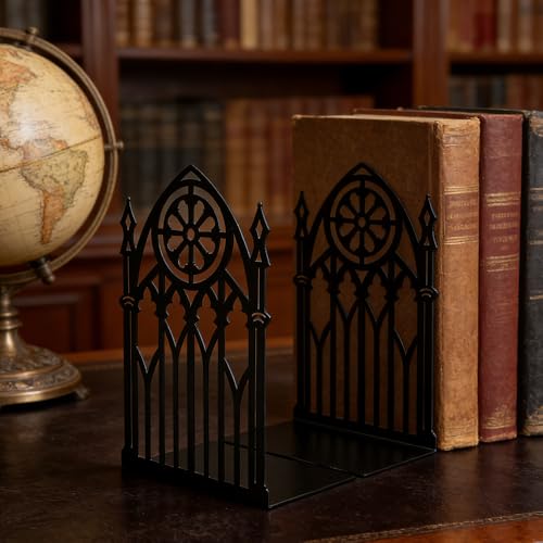 Book Ends, Bookends, Book Ends for Shelves, 2Pair Non Skid Metal Book Divider Decorative Holder, Abstract Art Desgin Book Stopper Supports for Office, Home (3 Pairs Gothic Bookends) - color: 3 Pairs Gothic Bookends