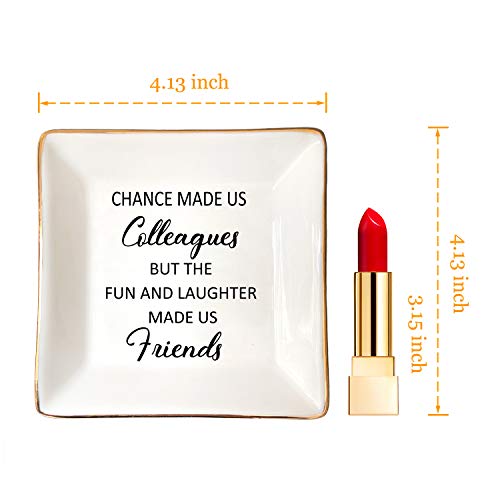 HOME SMILE Colleague to Friend Gifts for Women Jewelry Tray- Retirement Leaving Farewell Appreciation Birthday Christmas-Chance Made Us Colleagues,But The Fun and Laughter We Share Made Us Friends - style: Colleague to Friend