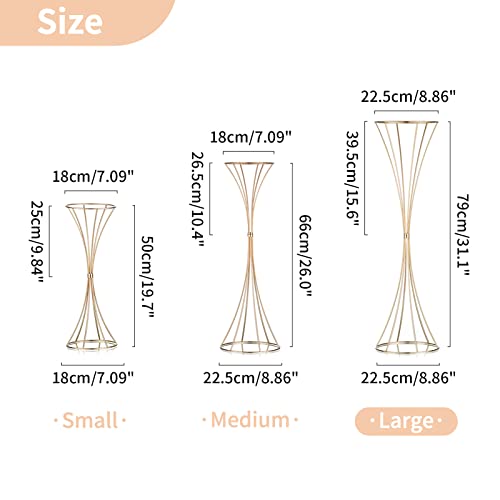NUPTIO 2 Pcs Gold Vases for Centerpieces, 31.1in Tall Metal Trumpet Vase, Road Lead for Wedding Party Dinner Centerpiece, Flower Stand for Christmas Anniversary Birthday Home Decoration - size: 31.1 inch Tall
