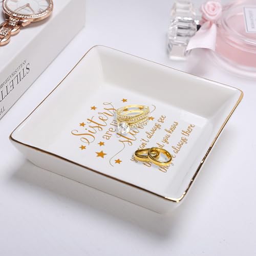 Sisters Gifts from Sister Mothers Day Valentine's Day Birthday Gifts for Sister Thanksgiving Christmas Little Ceramic Small Jewelry Dish Big Brother Unique Trinket Tray,Sisters are Like Stars - color: Sisters Stars