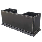 KINGFOM Office Supplies Desk Organizer PU Leather Storage Box 4 Divided Compartments for Pen Business Card Remote Control Mobile Phone Cosmetics Collection Holder (Black) - color: Black-L