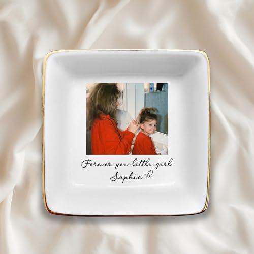 Personalized Mom Photo Jewelry Tray, Forever You Little Girl Jewelry Dish; Personalized Grandma Photo Trinket Tray, Mother of the Bride Gifts, Mothers Day Gift for Grandma Mama - color: Jewelry Dish 1
