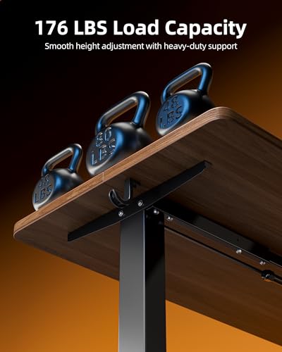 TIQLAB Electric Standing Desk, Adjustable Height Stand up Desk, 55 * 24 Inches Sit Stand Home Office Table with Splice Board, Black Walnut - color: Dark Walnut, size: 55*24 inch