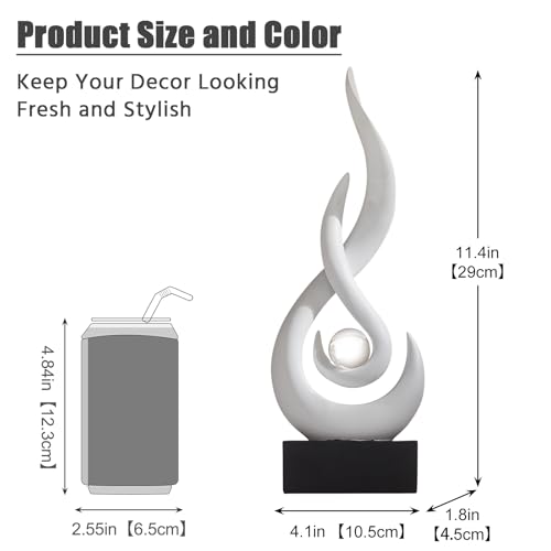 Modern Abstract Art Table Decoration,Resin Flame Statue Modern White Centerpiece Ornaments for Living Room Great Gift Idea Home Decor,Collectibles - color: White