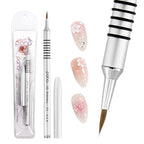 PANA 3D Kolinsky Acrylic Nail Art Sculpture Brush with Silver Metal Non-Slip Grip Handle for Manicures 3D Nail Art Flower Designs (Size #2) - color: Aluminum Silver, size: Size 2