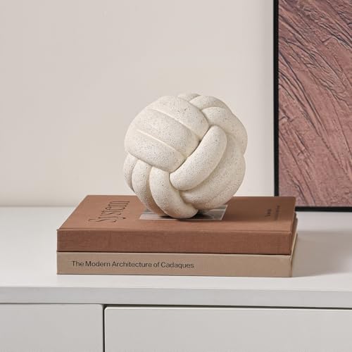 Knot Ball Statue Decor, Coffee Table Decor, Resin Aesthetic Decorative Accents for Book Shelf Entry Table Boho Modern Rustic Home Décor Office Living Room Decoration