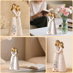 NAN ZAI NAN FANG Gifts for Mom from Daughter Mother Daughter Figurine 5.5" Resin Hand-Painted Sculpture Mothers Day Birthday Thanksgiving for Moms Home Decor Figurines - style: Mother and Daughter Wearing Flower