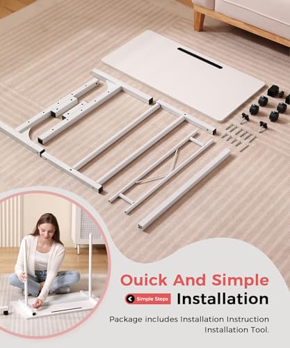 KLSMYHOKI Standing Desk Adjustable Height, Mobile Stand Up Desk with Wheels Small Computer Desk Rolling Desk, Portable Laptop Desk White Standing Table Home Office Desks 16"x31.5" Height 27"-43.5" - color: White