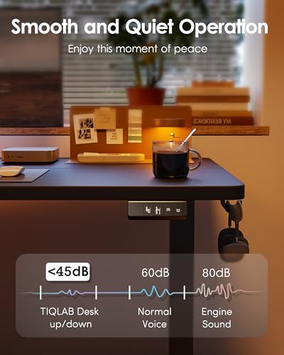 TIQLAB Standing Desk 55 x 24 inch, Electric Height Adjustable with Splice Board, Stand Up Desk, Sit Stand Desk Computer Desk for Home Office, Black Frame/Black Top - color: Black, size: 55*24 inch