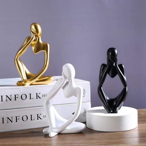 Minimalist Thinker Statue - Abstract Sculpture for Home & Office Decor | Boho Shelf & Coffee Table Accent (Lateral Muse-Gold) - color: Lateral Muse-gold