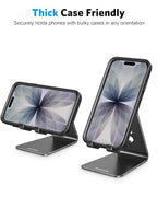 OMOTON Adjustable Cell Phone Stand, C2 Aluminum Desktop Phone Holder Dock Compatible with iPhone 15 14 13 Xs XR 8 Plus 7 6, Samsung Galaxy, Google Pixel, Android Phones, Black - color: Black