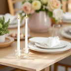 Hosley Set of 24 Glass Taper Candle Holders – Clear Candlestick Holder Set for Weddings, Table Centerpieces, Dinner & Home Décor (2.5” H) - size: 2.5" High