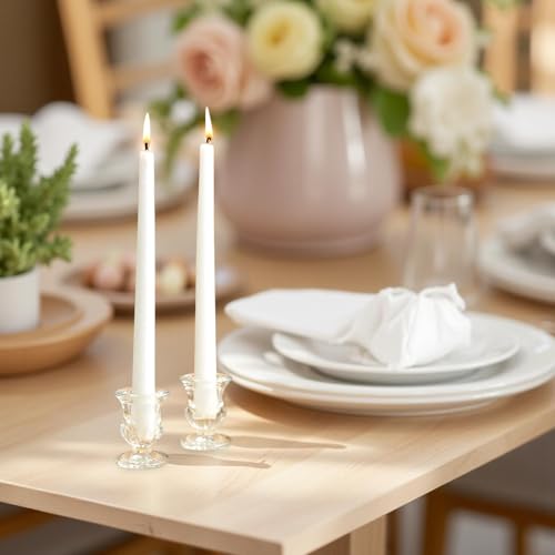Hosley Set of 24 Glass Taper Candle Holders – Clear Candlestick Holder Set for Weddings, Table Centerpieces, Dinner & Home Décor (2.5” H) - size: 2.5" High