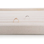Oirlv Linen 7 Lines Ring Storage Tray Rings Showcase Display Organizer Plate - size: 7 lines