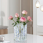 Aoderun Glass Vase Crystal Vase Heavy Duty Large Flower Vase for Dining Table Kitchen Office Home Shelf Wedding Living Room Centerpieces(Iridescent Clear) - color: Iridescent Clear