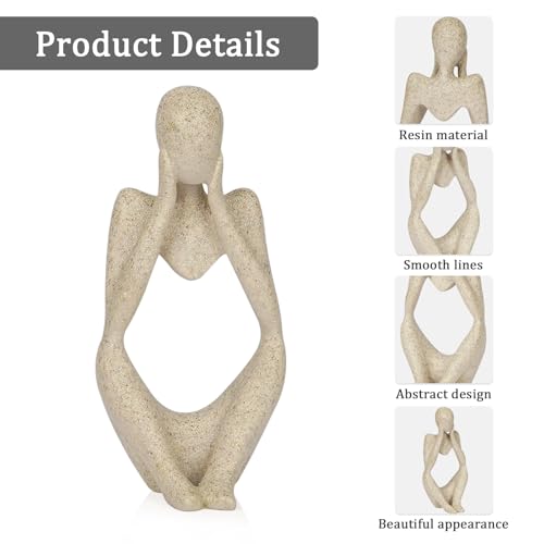 Sandstone Resin Thinker Style Abstract Sculpture Statue Collectible Figurines Home Office Bookshelf Desktop Decor (Small Sandstone, Focus) - color: Small Sandstone, size: Focus 1pc