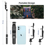 Aureday Selfie Stick with Wireless Bluetooth Remote, Portable 41 Inch Gopro Selfie Stick Tripod with Light, Compatible with iPhone 14/13 Pro/12/11 Pro/Max/XS/XR/X/8/7 and Android Smartphones - size: 41in