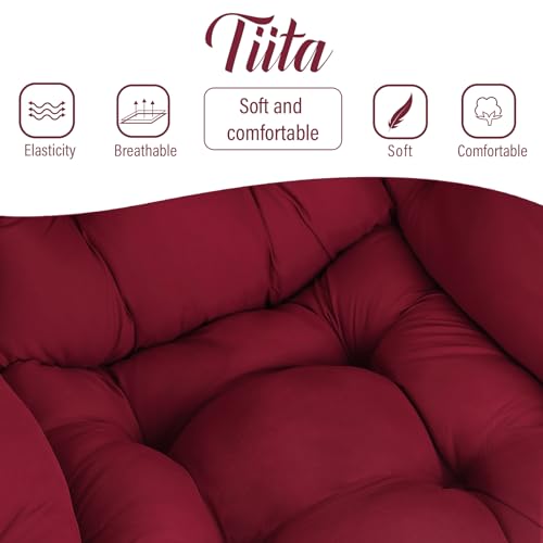 Tiita Lazy Chair with Ottoman, Red Modern Large Accent Chair, Comfy Leisure Sofa Armchair with Ottoman, Reading Chair with Footrest for Bedroom, Living Room, Dorm Rooms, Wine red - color: Burgundy