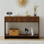 ORRD Console Table with Drawers, Mid-Century 43 Inches Narrow Entryway Tables with Open Storage Shelves, Hallway Accent Tables Behind Couch Table for Living Room - Walnut - color: Walnut